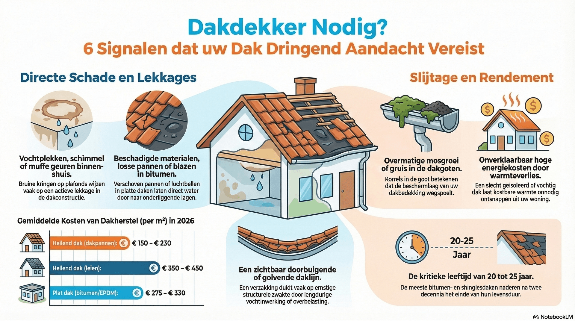 Dakdekker nodig? Dit zijn de 7 signalen dat uw dak dringend aandacht nodig heeft