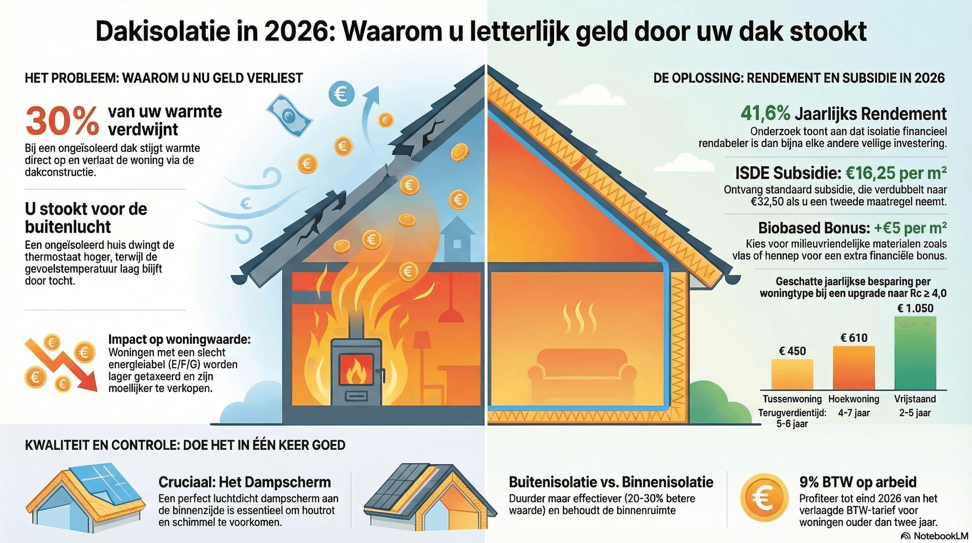 Dakisolatie in 2026: Waarom u letterlijk geld door uw dak stookt (en hoe u dat stopt)